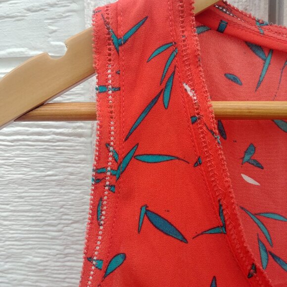 4/$20 Banana Republic sleeveless floral orange red blouse top Small - Picture 4 of 11